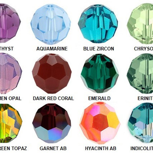 18 pcs Swarovski®/Preciosa  5000 Faceted Round Beads 8mm, Swarovski Crystal Beads, 5000  Crystal Round Beads 8mm, Choose Color