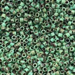Miyuki Delica Picasso Seed Beads 11/0 Seafoam Green Matte 50 Grams, Japanese Seed Beads for Jewelry Making, Size 11, 50 Gram Pack - DB2264
