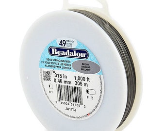 1000 Feet Beadalon 49 Strand Bead Stringing Wire Bright 0.018 Inch 0.46mm, 49 Strand Beadalon Wire 0.018" BRIGHT Stainless Steel - JW11T-8