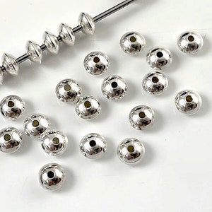 10 pcs Sterling Silver Saucer Beads 5.75 x 3.5mm High Polished Saucer Rondelle Beads, 1.25mm hole, Sterling Silver Seamless Saucer Beads