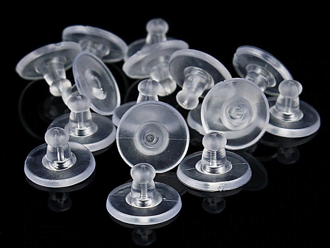 100pc Clear Silicone Plastic Comfort Clutch Earring Backs Earring Nuts