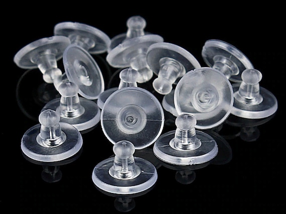 100pc Clear Silicone Plastic Comfort Clutch Earring Backs Earring Nuts 10mm  X 6mm Soft Plastic Earring Stoppers SF1537A 