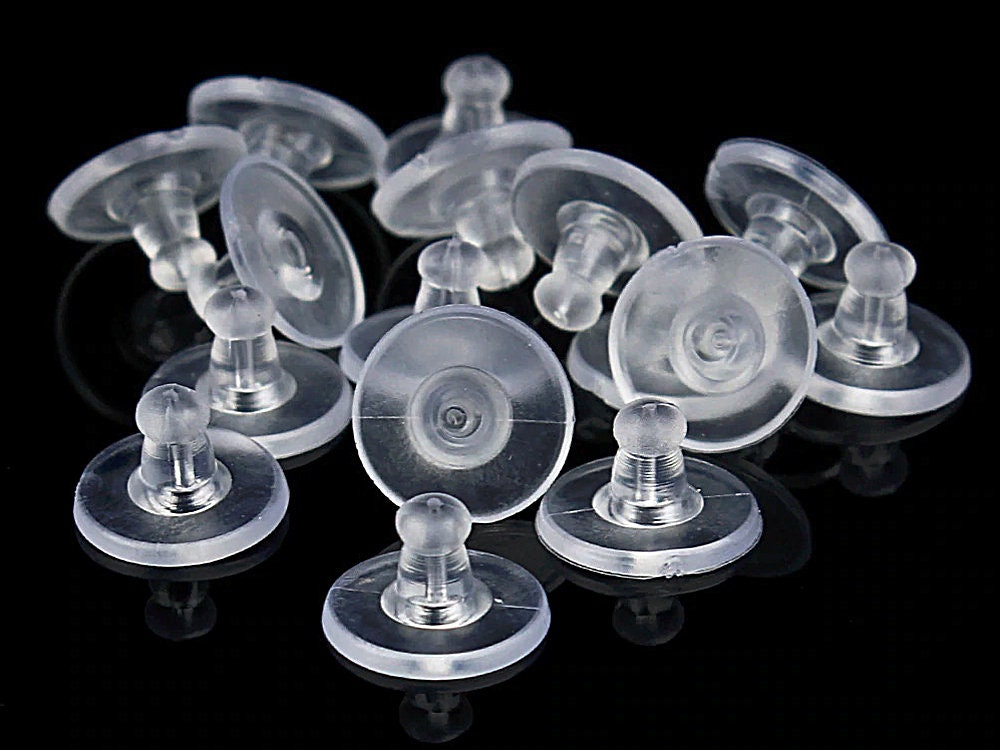 100pcs Clear Rubber Silicone Plastic Earring Backs Bullet Clutch