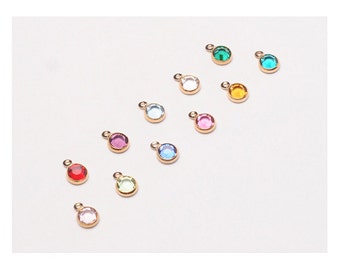 120 Pcs  4mm Stone (New Smaller) Bezel Set Swarovski Birthstone Crystal Charms,  Gold Plated, 10 of each month, - CC4G-SET120
