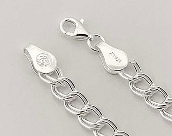 Sterling Silver Charm Bracelet Double Link 070 5mm Italian Cable Chain Lobster Clasp 6, 7, 8 or 9", Sterling 925 Silver Choose Length SCB