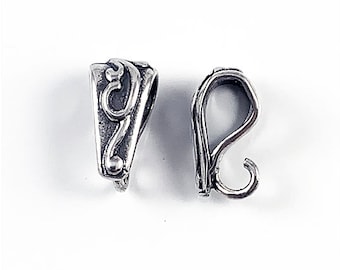 Pendentif en argent sterling 925 avec anneau, motif tourbillonnant, 1 pièce. Dimensions : 11 x 6 mm. Vente en gros - SC119