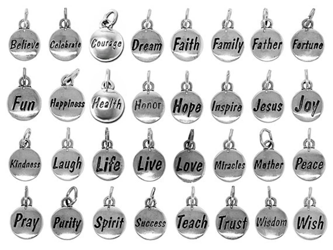 Sterling Silver Message Charms 11mm, Silver Message Charms, Sterling ...