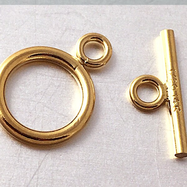 Choose Quantity - 9mm Gold Filled Round Smooth Toggle Clasp, 11.5mm Bar, Gold Filled Findings, small gold filled toggle clasps set  - TCG16
