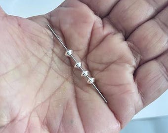 Perles de soucoupe en argent sterling 4,5 mm, trou de 1,5 mm Perles de soucoupe en argent sterling, perles toupies Lire la description, acheter en gros et faire des économies