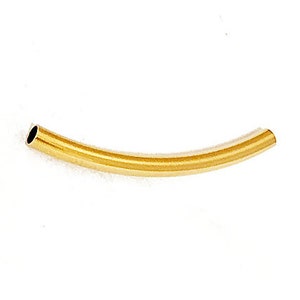 4 pcs Gold Filled Plain Curved Tubes 2x25mm, Gold Filled Smooth Curved Tubes for jewelry making, Gold Filled findings - GB890A