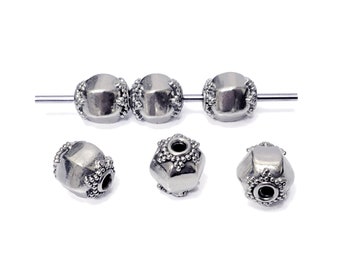 925 Sterling Silver 2 Pc Bali Beads 10mm  2 Pcs,  Bali Silver Beads 10 x 9mm