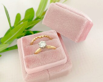 Proposal Ring Box, Velvet Vintage Style Handmade, Bride's Ring Box, Velvet Ring Box, Vintage Ring Box, Ring Bearer Box Rose Pink Color