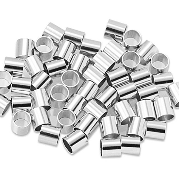 2mm-50, 100, 250 Sterling Silver Crimp Beads, Smooth Seamless Tubes, 2mm x 2mm 1mm Hole, Wholesale Sterling Silver beads, 2mm crimp beads