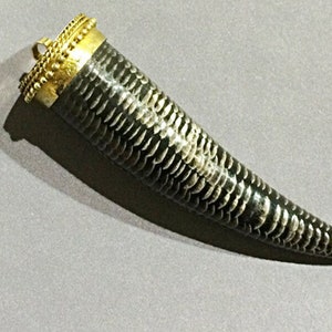 Buffalo Horn Pendant Carved Black Tones LARGE 3.5 Inch Tibet Pendants AP320