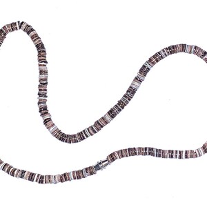 Black Pen Sea Shell Heishi Necklace, 4 to 5mm Shell Discs, 15 inch Strand, Southwest Jewelry, Surf Necklace, Made in Philippines - NHEISHI