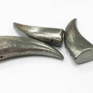 14 Pcs Gunmetal Horn Bead - Brushed gunmetal over copper, horn Bead 44mm x 20mm x 9mm  - GPC17