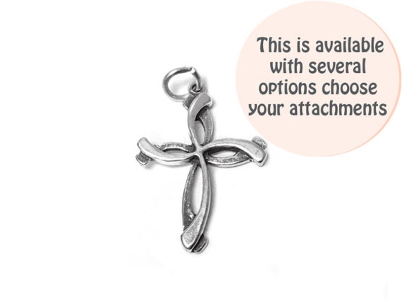 Swirl Cross Charm Sterling Silver 30mm, silver Cross Charms, Sterling Silver Charms, religious charms, Swirl Cross charms SP429 image 1