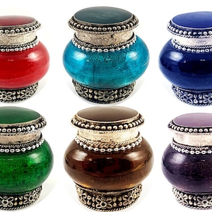 Glass and metal with lining Handmade Keepsake urn- jar-box, 2&quot;X 2&quot;, Trinket Box Desi Favor, India desi gift, puja box, Select color Bx51