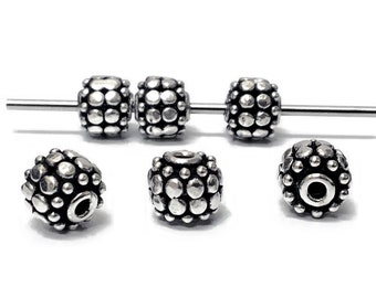 2pc 8mm Turkish Silver Beads Antiqued, Sterling Silver Beads, 1.5mm hole, Granulated Silver Beads, Bali style silver beads