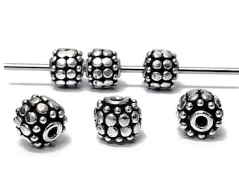 925 Sterling Silver 2pc 8mm Turkish Silver Beads Antiqued, Sterling Silver Beads, 1.5mm hole