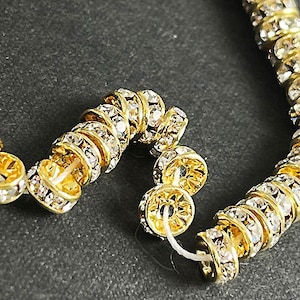 10 pcs Crystal Czech or Swarovski  Rondelle Spacer Beads Gold Plated Finish, 4.5mm, 6mm, 8mm, Gold Plated Rondelle Spacer Beads CRYSTAL