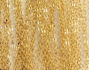 12K Gold Filled Chain Flat Cable 1.5mm, Gold Filled Chain, pre-cut Lengths Wholesale - Gold Filled Cable Chains -  GC300