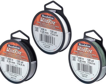 Beadalon Wildfire Braided Beading Thread, Available in Frost, Green, Grey, Beige and Black, 10 or 12 LB Test, 50 and 125 Yard Spool