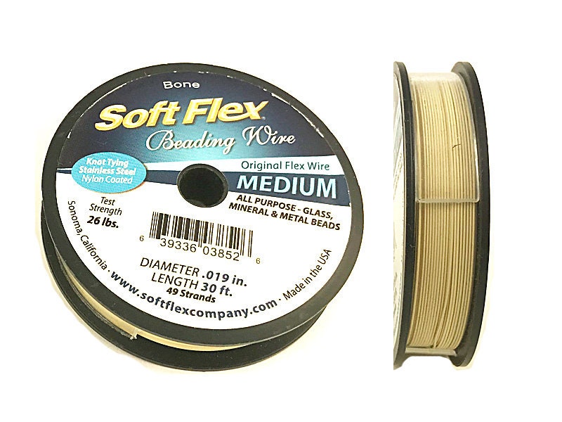 Soft Flex Bone Color Medium Size Beading Wire, 30 Foot Spool