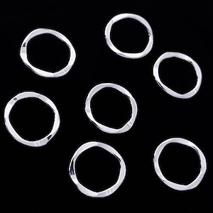 925 Sterling Silver Hammered Ring, 11mm Sterling Silver Connector Hammered link, Bright Silver Connector Link, 11mm Circle Link - SJRHMC11xx