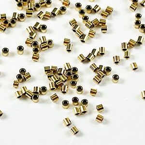200 Pcs 1x1mm 14K Gold Filled Crimp Beads, Micro crimp beads for thinner cord, Wholesale 14K Gold Filled, 14K Gold Filled Crimp Tubes- GB858