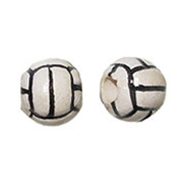 20pcs 8mm Volleyball Sport Beads - Ceramic sports Beads Hand Painted, Team sports Beads, Fits 2mm cord - DS95