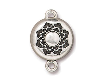 Lotus Magnetic clasp Silver Plated Tierracast, button shape flat clasps, 14.5mm diameter, 20 x 14mm 91-6234-12 Tierracast magentic clasps