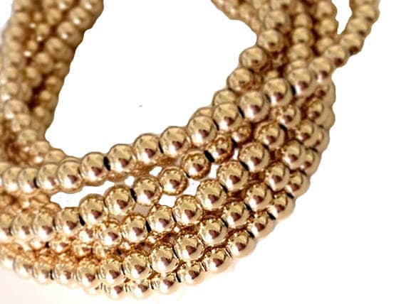 Wholesale 4mm Smooth Bead Stretchy Bracelets 14kt Gold Filled