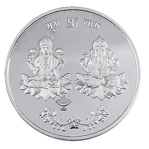 Lakshmi Ganesh Saraswati Coin  20 Gm  Pure 999 Silver Coin hallmarked 999 Silver Coin Hindu Religious Coin 32mm/1.25&quot;