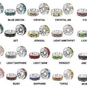 Wholesale Genuine Swarovski Rhinestone Rondelles - Sterling Silver Plated  - 5mm - Choose Color - 12 pcs
