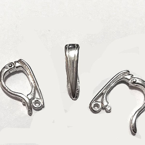 Snap on Bails, Clip on Pendant Bail, Sterling Silver, Snap on Bail, Pearl Enhancer, Clip On Bails, Enhancer Bails with loop 14mm x 8mm