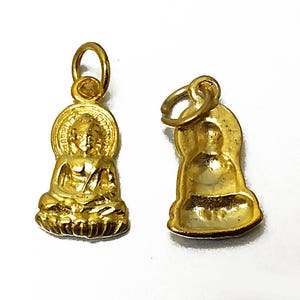 10 Pcs Buddha Charms, Pewter  14.5x7.5mm, Gold Plated Buddha Charms with Jump Rings, Gold buddha Charms, religious charms - PBF320GP