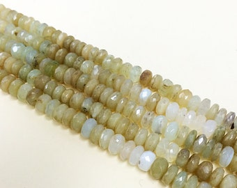 9mm Peruvian Opal Faceted Rondells Gemstone Beads  - Brown Beads - 10 Beads - S281P3