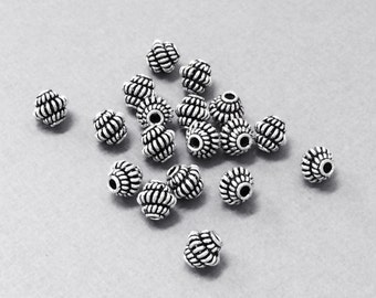 Perles de Bali 8mm oxydés antique Sterling Silver 2 pièces, en argent Sterling 925 - A426