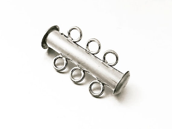 3 strand Magnetic Slider Clasp Sterling Silver 9x20mm Sterling