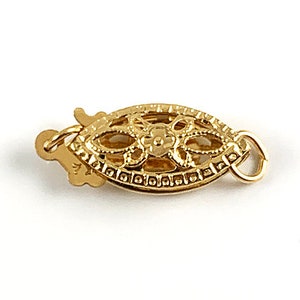 1 pc 14K Gold Filigree Pearl Clasp, 14K Gold Large Filigree Pearl Clasp 13 x 5mm, 14k Gold Clasp for Bracelet, Gold Push-in Clasp