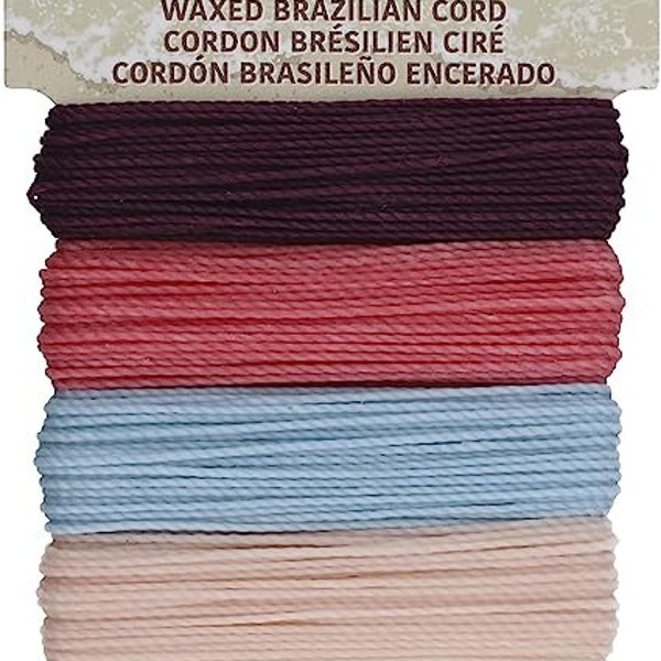Knot It Waxed Polyester Cord 1mm Diameter , Youthful Expressions, 4 Cords, 15 Yards Each , 60 Yards -PLY04-MIX05, The Beadsmith
