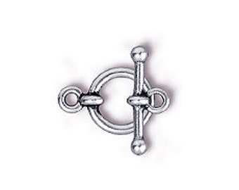 3 Sets Anna Toggle Clasps 12mm Ring 21mm Bar Antique Silver Finish Tierracast Toggle Clasps - P6154SA