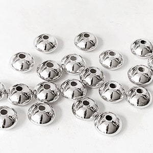4 pcs Sterling Silver Saucer Beads 7x5mm Sterling silver High Polished Saucer Rondelle Beads, Sterling Silver Seamless Saucer Beads - SB626