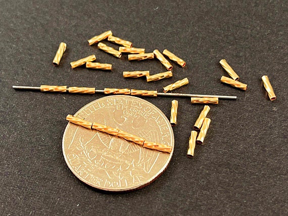 14K Gold Filled 1x6mm Twist Tube Beads, 1mm Hole, Wholesale Beads &  Supplies, Jewelry Components & Findings