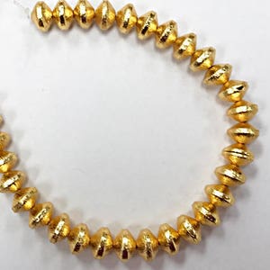 8mm Rondelles Brushed Gold, 8mm x 6mm, 35 Beads, Anti Tarnish, 24K Gold Plated Copper- GPC019