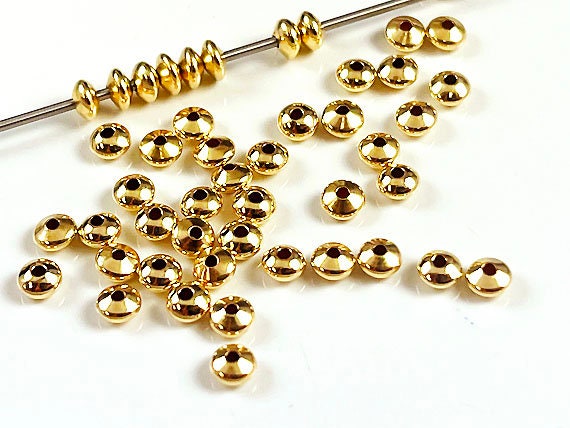 6mm 30pcs Gold Saucer Spacer Beads, Brushed Finish Button Beads, Gold  Plated Spacers for Jewelry Making Side Hole Metal Beads 