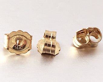 14Kt Gold-Fill Earring Backs, 14k Gold-Filled LIGHT Earring Back, 3.8mm x 4.6mm, USA Made, 10 Pairs (20 Pc), Gold earring Backs - GF142-20P