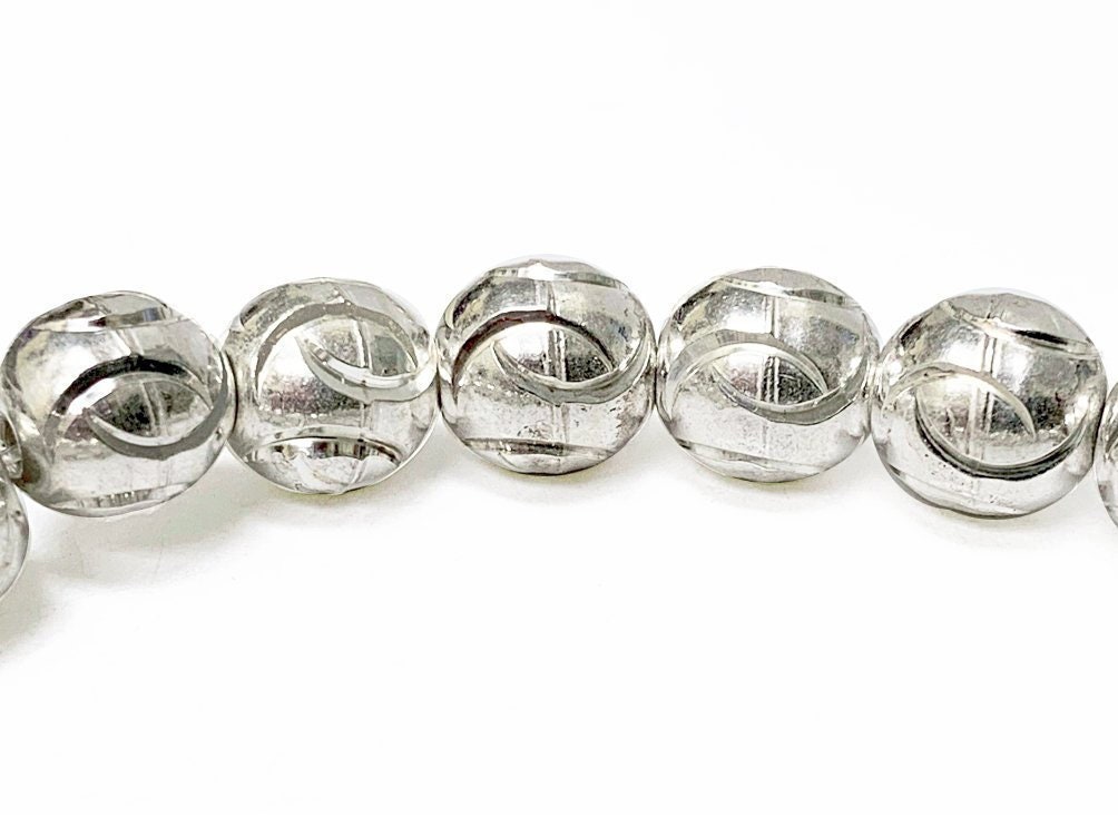 2x ITALIAN STERLING SILVER LASER CUT SPARKLE ROUND BEAD 8mm #2099 