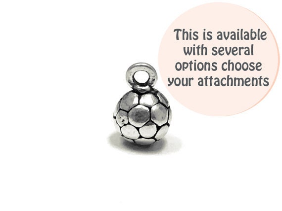 Soccer Ball Charm Sterling Silver 6mm, Silver Sports Charms